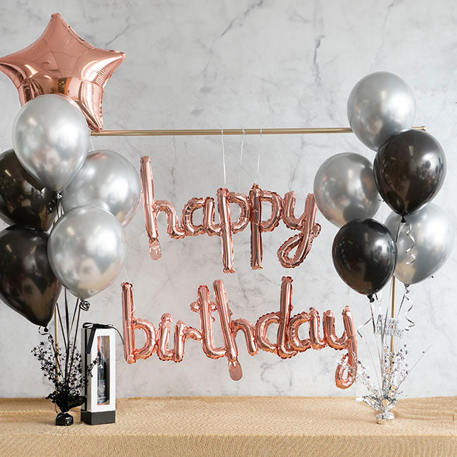 Foil Balloon Happy Birthday Rose Gold (45x85cm & 45x124cm)