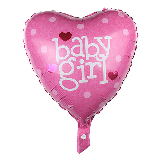 Foil Balloon 18" Baby Girl Heart Hot Pink (45cmD)