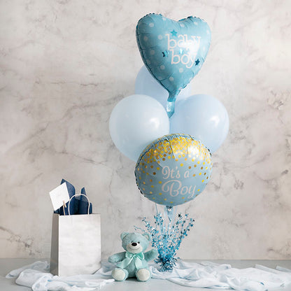 Foil Balloon 18" It's a Boy Confetti Baby Blue (45cmD)