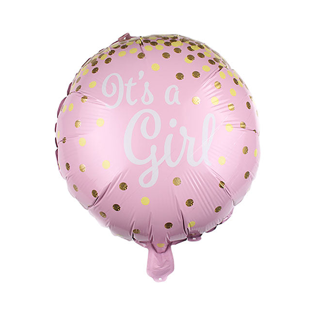 Foil Balloon 18" It's a Girl Confetti Baby Pink (45cmD)