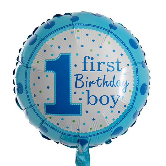 Foil Balloon 18" 1st Birthday Boy Blue (45cmD)