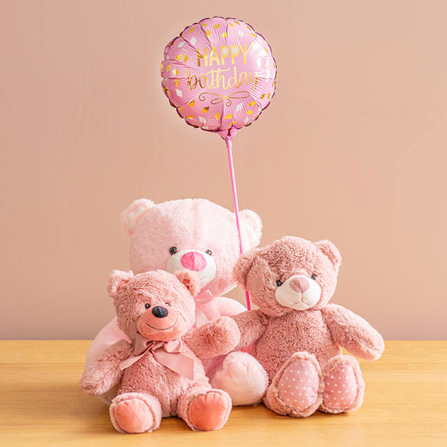 Foil Balloon 9" (22.5cmD) Happy Birthday Pink & Gold