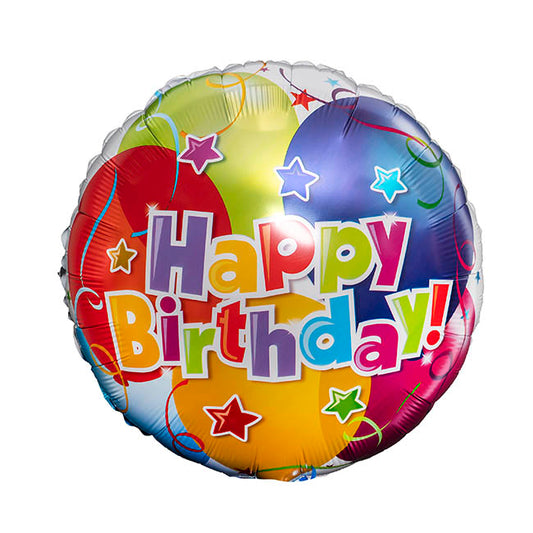 Foil Balloon 18" Happy Birthday Confetti Stars (45cmD)