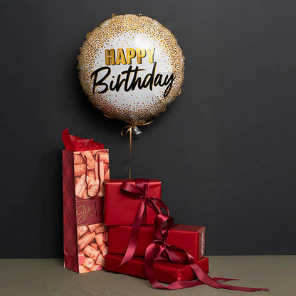 Foil Balloon 18" Happy Birthday Confetti Gold (45cmD)
