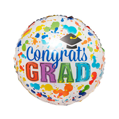 Foil Balloon 18" Congrats Grad White (45cmD)