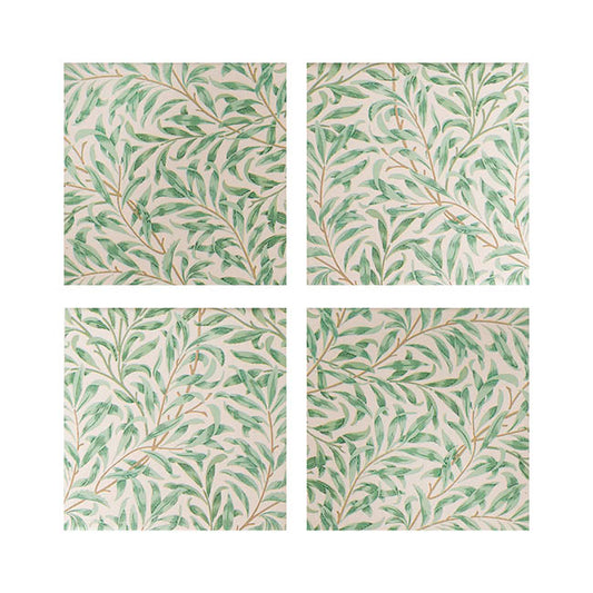 Botanical Square Ceramic Coaster Pack 4 Green (10x10x3.4cm)