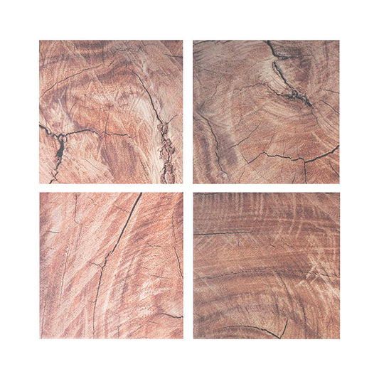 Square Ceramic Coaster Wood Pack 4 Brown (10x10x3.4cm)