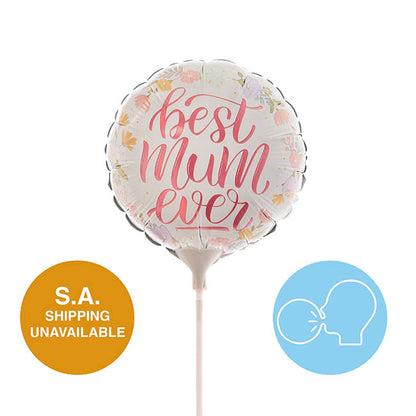 Foil Balloon 9" (22.5cmD) Air Fill RND Floral Best Mum Ever