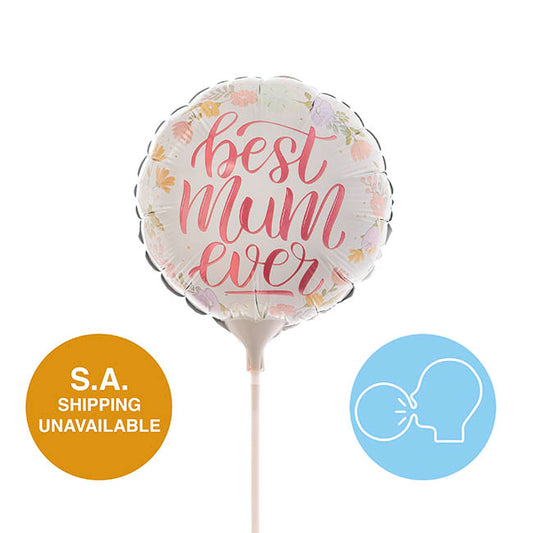 Foil Balloon 9" (22.5cmD) Air Fill RND Floral Best Mum Ever