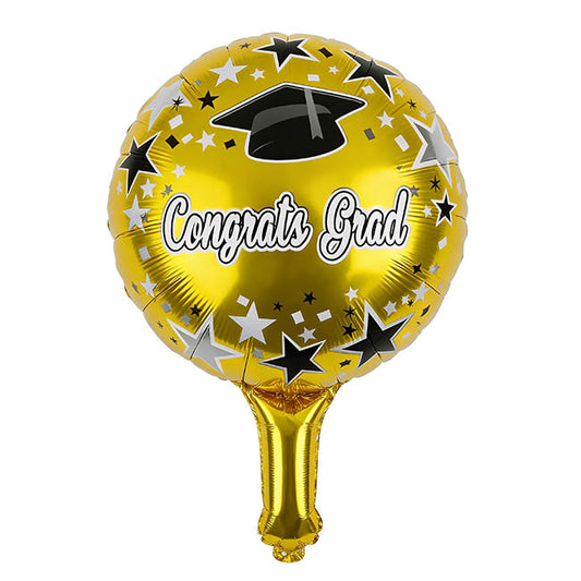 Foil Balloon 9" (22.5cmD) Congratulations Grad Hat Gold