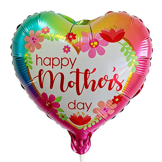 Foil Balloon9"(22.5cmD) Happy Mother's Day Floral Heart