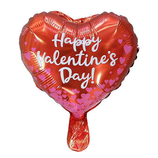 Foil Balloon 9" (22.5cmD) Happy Valentine's Day Hearts Red