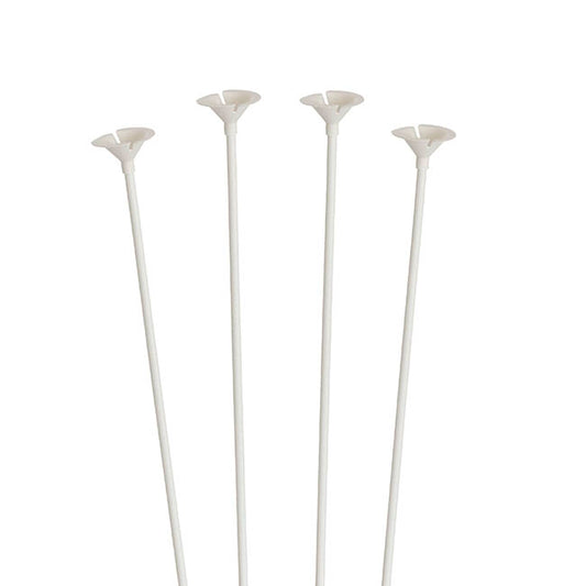 Paper Balloon Cup and Stick Pack 25 White (40cmH)