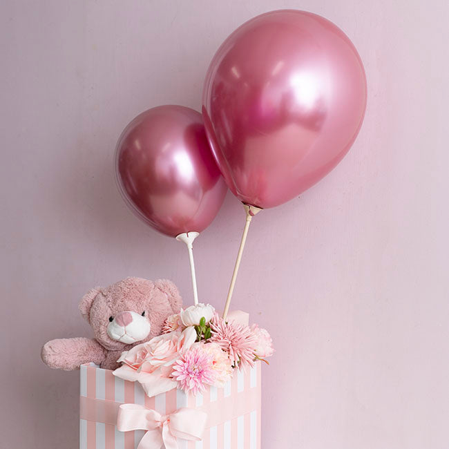 Paper Balloon Cup and Stick Pack 25 White (40cmH)