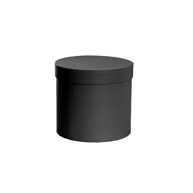 Flower Gift Hat Box Round Black (15cmWx13.5cmH)