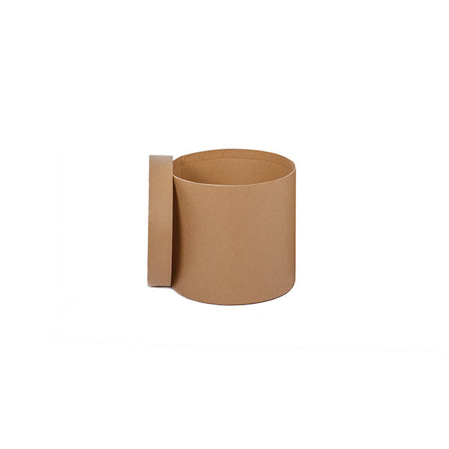 Flower Gift Hat Box Round Kraft Brown (15cmWx13.5cmH)