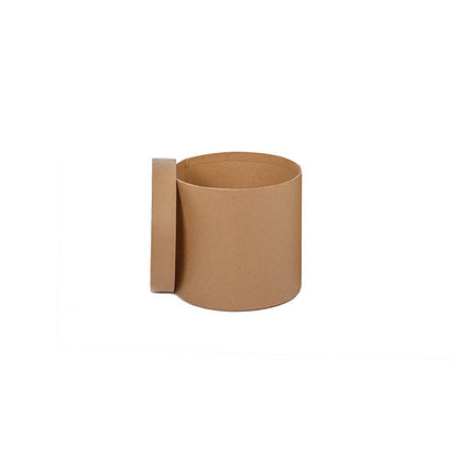 Flower Gift Hat Box Round Kraft Brown (15cmWx13.5cmH)