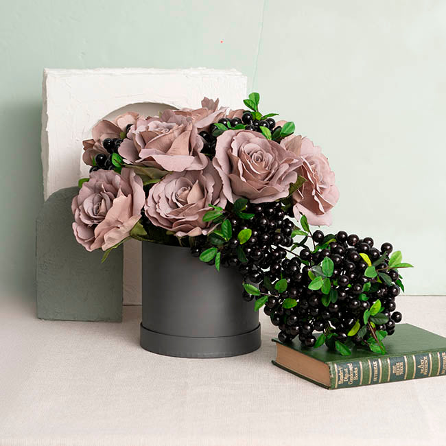 Flower Gift Hat Box Round Charcoal (15cmWx13.5cmH)