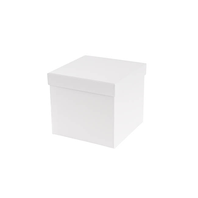 Flower Gift Hat Box Square White (15cmWx13.5cmH)