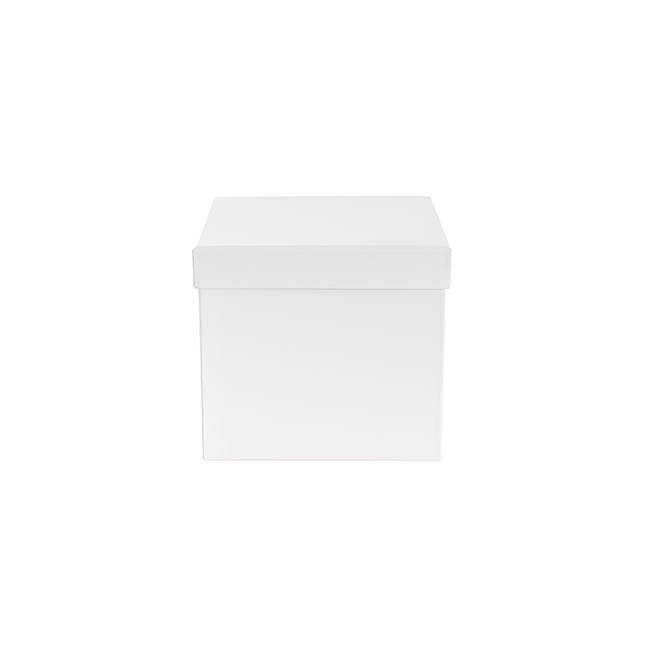 Flower Gift Hat Box Square White (15cmWx13.5cmH)