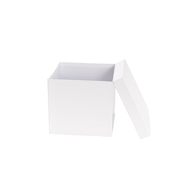 Flower Gift Hat Box Square White (15cmWx13.5cmH)