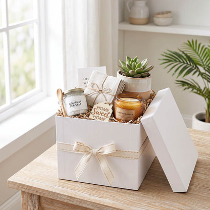 Flower Gift Hat Box Square White (15cmWx13.5cmH)