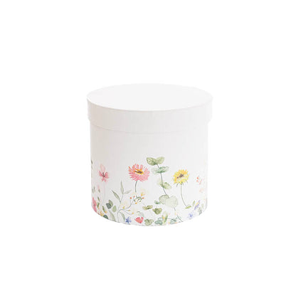 Flower Gift Hat Box Round Floral Garden White(15cmWx13.5cmH)