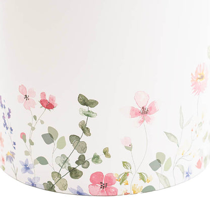 Flower Gift Hat Box Round Floral Garden White(15cmWx13.5cmH)