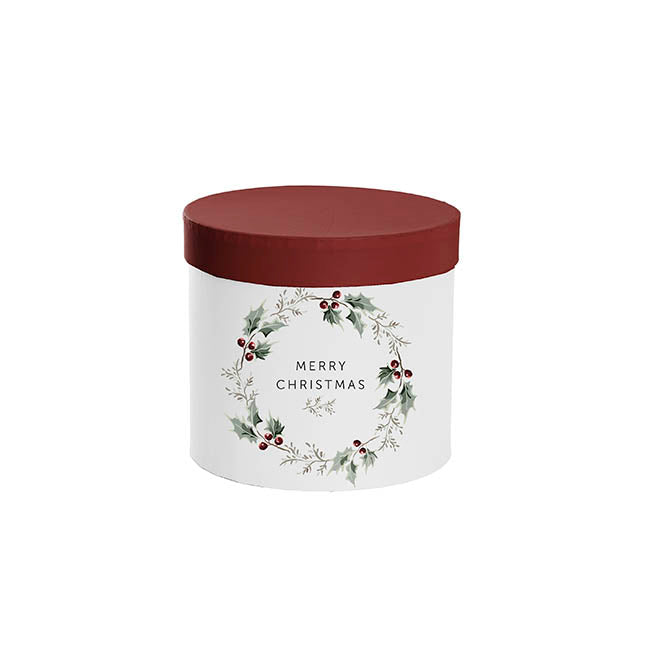 Flower Gift Hat Box Round Xmas Wreath Red (15cmWx13.5cmH)