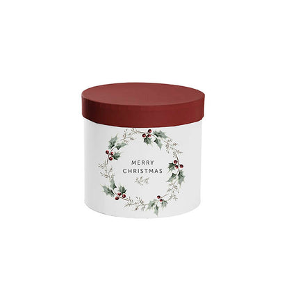 Flower Gift Hat Box Round Xmas Wreath Red (15cmWx13.5cmH)
