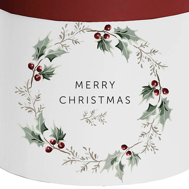 Flower Gift Hat Box Round Xmas Wreath Red (15cmWx13.5cmH)