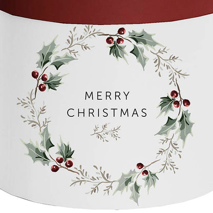 Flower Gift Hat Box Round Xmas Wreath Red (15cmWx13.5cmH)