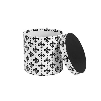 Flower Gift Hat Box Round Fleur-de-lis Black (15cmWx13.5cmH)