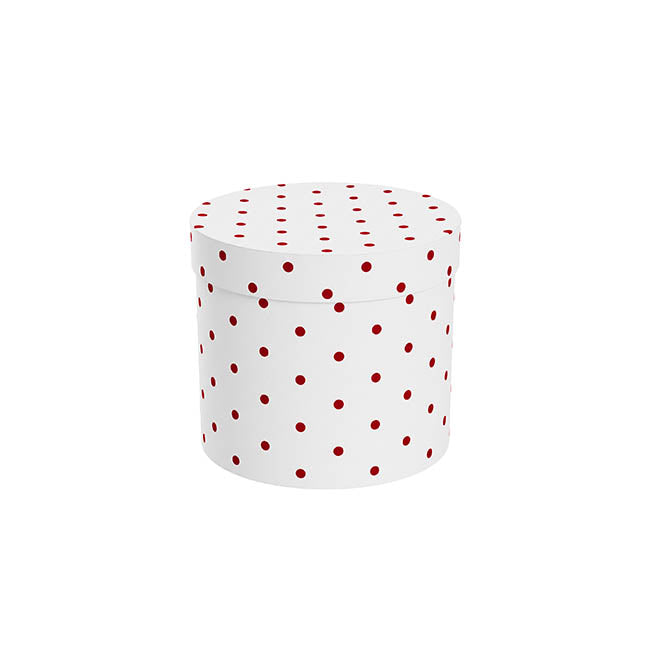 Flower Gift Hat Box Round Polka Dots Red (15cmWx13.5cmH)