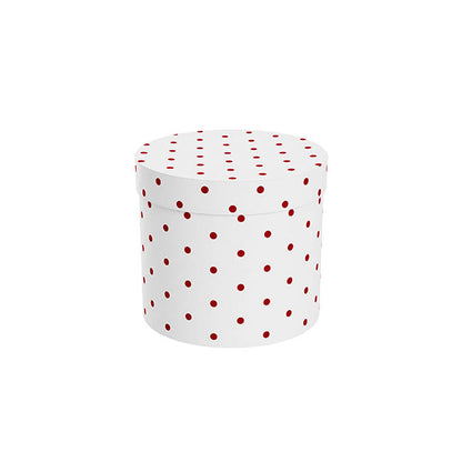Flower Gift Hat Box Round Polka Dots Red (15cmWx13.5cmH)
