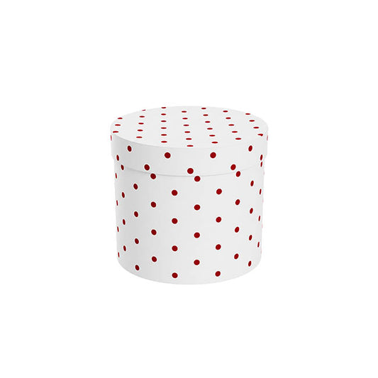 Flower Gift Hat Box Round Polka Dots Red (15cmWx13.5cmH)