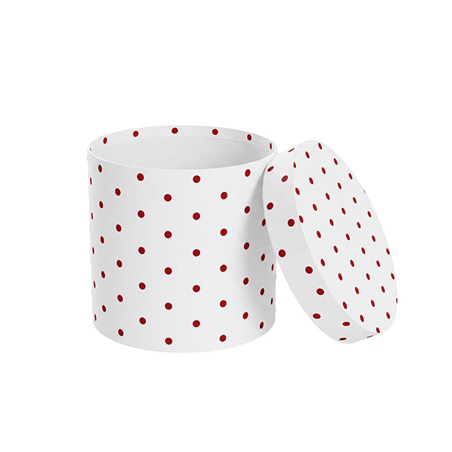Flower Gift Hat Box Round Polka Dots Red (15cmWx13.5cmH)
