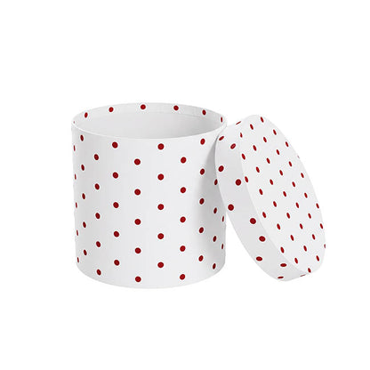 Flower Gift Hat Box Round Polka Dots Red (15cmWx13.5cmH)