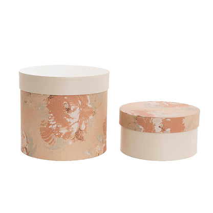 Flower Gift Hat Box Florals Blush Pink Set 2 (21.5cmWx19cmH)