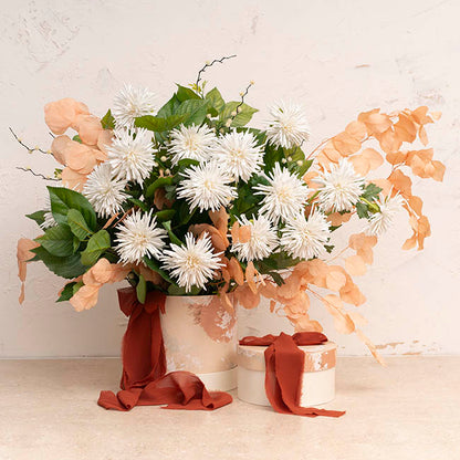 Flower Gift Hat Box Florals Blush Pink Set 2 (21.5cmWx19cmH)