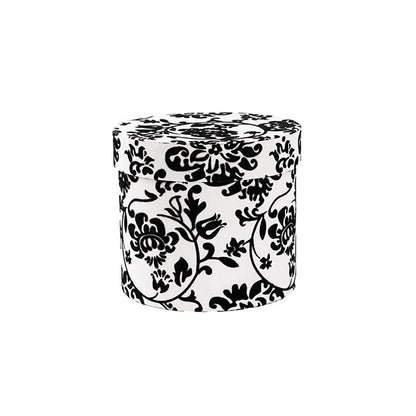Flower Gift Hat Box Floral Flocked BlackWhite(15cmWx13.5cmH)