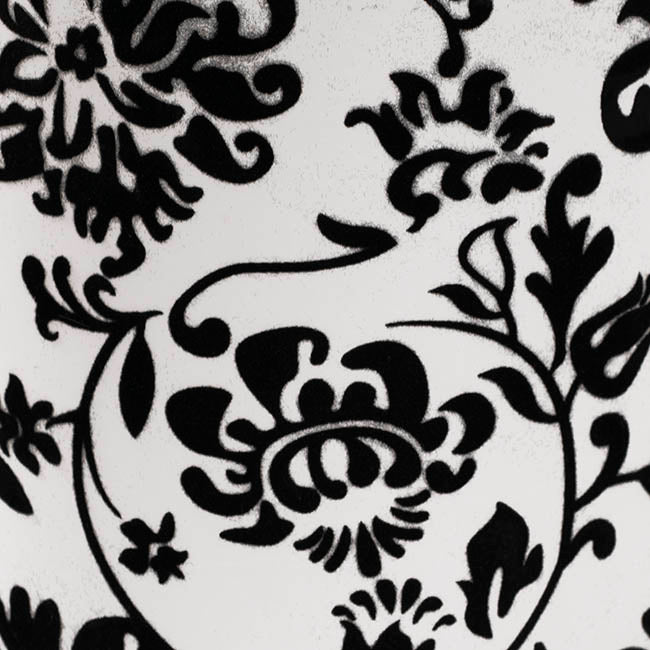 Flower Gift Hat Box Floral Flocked BlackWhite(15cmWx13.5cmH)