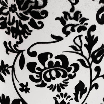 Flower Gift Hat Box Floral Flocked BlackWhite(15cmWx13.5cmH)