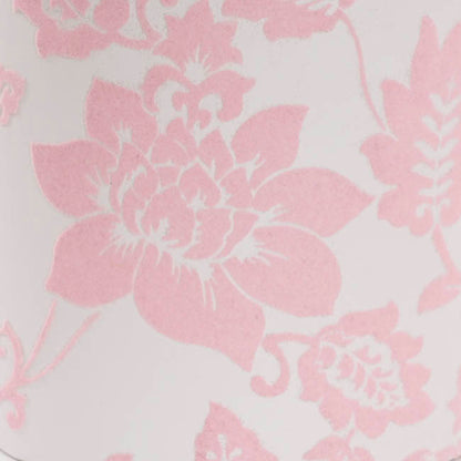 Flower Gift Hat Box Floral Flocked Pink White(15cmWx13.5cmH)