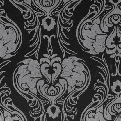 Flocked Gift Box Round Damask Black White Set 3(25cmDx15cmH)
