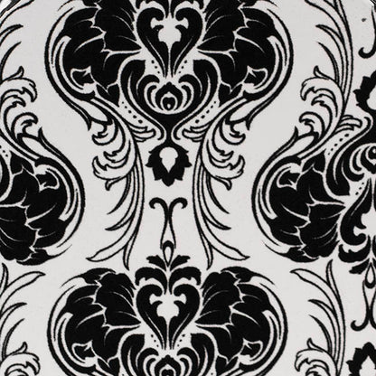 Flocked Gift Box Round Damask White Black Set 3(25cmDx15cmH)