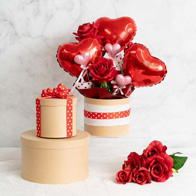 Gift Box Round Brown Kraft (25cmDx15cmH) Set 3