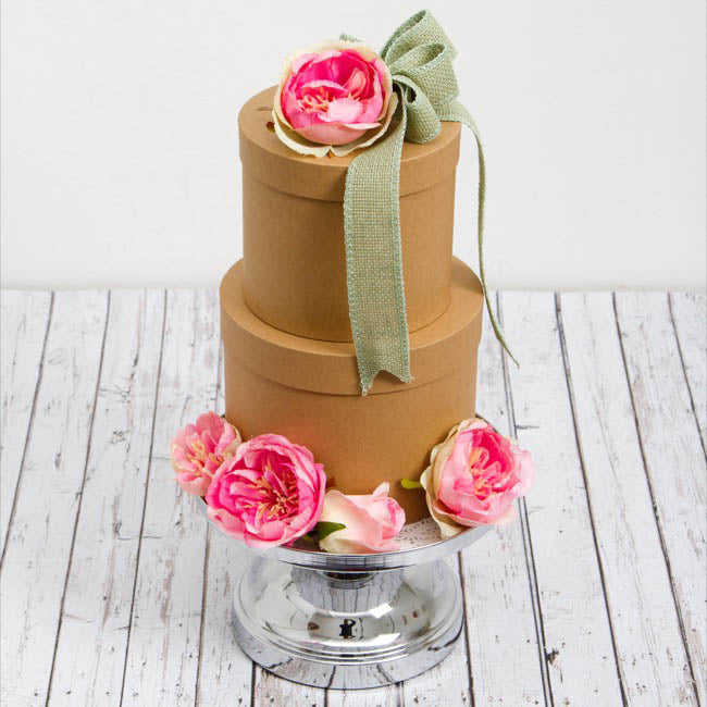 Gift Box Round Brown Kraft (25cmDx15cmH) Set 3