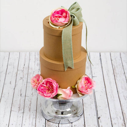 Gift Box Round Brown Kraft (25cmDx15cmH) Set 3