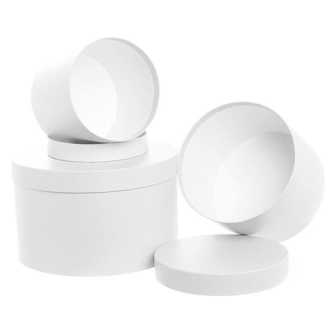 Gift Box Round White (25cmDx15cmH) Set 3
